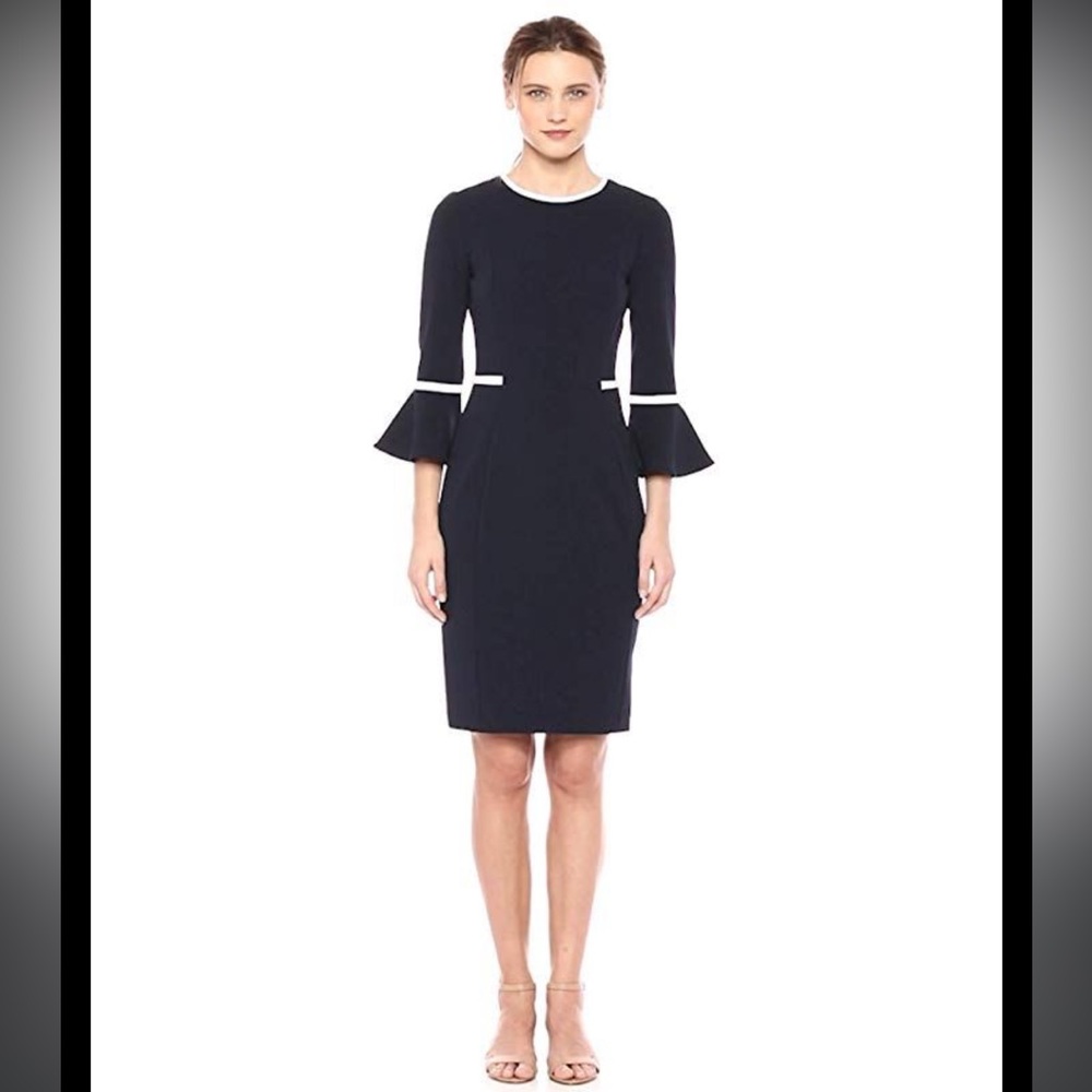 Calvin Klein Bell Sleeve Sheath Dress